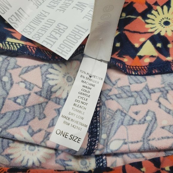 LuLaRoe Leggings Blue Pink Yellow Orange Floral One Size OS - Picture 5 of 11